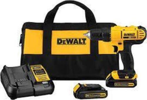 DESCRIPTION: (1) DRILL KIT BRAND/MODEL: DEWALT #32ZU52 INFORMATION: YELLOW CARRY BAG RETAIL$: $193.11 EA SIZE: 20V DC, COMPACT, 1/2 IN CHUCK, 1,800 RP