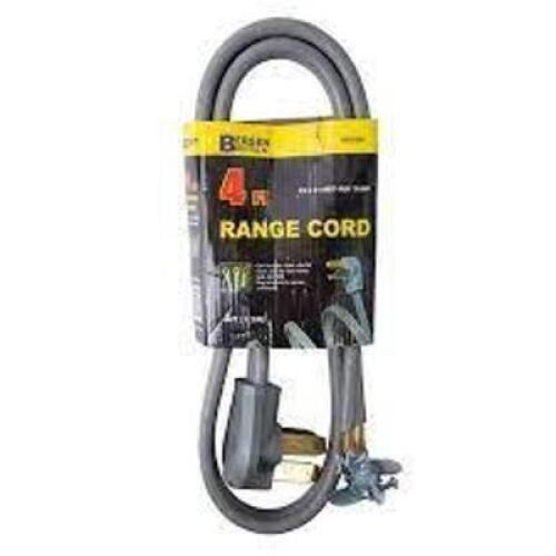 DESCRIPTION: (3) RANGE CORD BRAND/MODEL: BERGEN #R628104 INFORMATION: BLACK RETAIL$: $16.76 EA SIZE: 4 FT QTY: 3