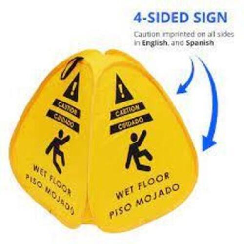 DESCRIPTION: (8) POP-UP WET FLOOR SIGNS BRAND/MODEL: WINDOWS101 INFORMATION: YELLOW RETAIL$: $128.20 TOTAL SIZE: SMALL TRIANGLE QTY: 8