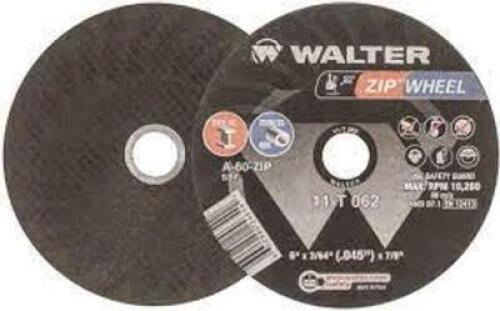 DESCRIPTION: (1) CASE OF (25) CUT OFF WHEEL BRAND/MODEL: WALTER #11T062 RETAIL$: $259.75 TOTAL SIZE: 6X3/64X7/8" QTY: 1