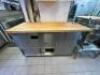 72" X 30" BUTCHER BLOCK CHEF TABLE W/ STAINLESS STORAGE BASE - 4
