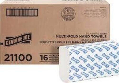 DESCRIPTION: (1) CASE OF (16) PACKS MULTIFOLD PAPER TOWELSBRAND/MODEL: GENUINE JOE #46411RETAIL$: $30.44 EAQTY: 1