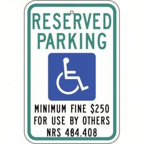 DESCRIPTION: (3) HANDICAP PARKING SIGN BRAND/MODEL: 28AV02 INFORMATION: ALUMINUM RETAIL$: $34.72 EA QTY: 3
