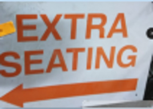 DESCRIPTION: (2) EXTRA SEATING SIGN INFORMATION: WHITE AND ORANGE QTY: 2