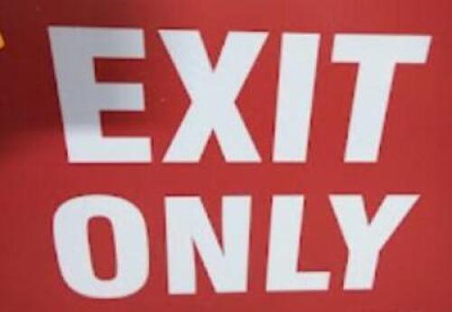 DESCRIPTION: (5) EMERGENCY EXIT ONLY SIGN BRAND/MODEL: BRADY #41414 INFORMATION: BLUE AND WHITE RETAIL$: $23.47 EA QTY: 5