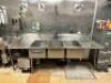DESCRIPTION: 100" X 36" THREE WELL STAINLESS POT SINK W/ LEFT AND RIGHT DRY BOARDS. ADDITIONAL INFORMATION COMES W/ SPRAYER NOZZLE. SIZE 100" X 36" LO