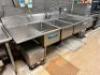 DESCRIPTION: 100" X 36" THREE WELL STAINLESS POT SINK W/ LEFT AND RIGHT DRY BOARDS. ADDITIONAL INFORMATION COMES W/ SPRAYER NOZZLE. SIZE 100" X 36" LO - 2