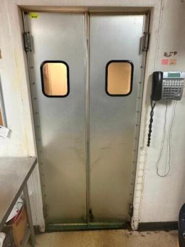 DESCRIPTION: (1) PAIR OF 18" WIDE BY 79" SWINGING KITCHEN DOORS. ADDITIONAL INFORMATION TOOLS REQUIRED FOR REMOVAL LOCATION: KITCHEN QTY: 1