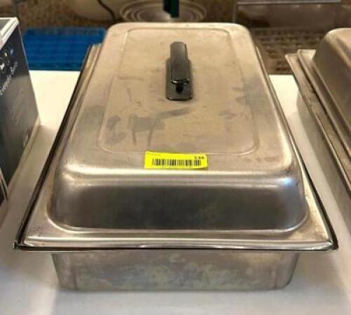 DESCRIPTION: FULL SIZE STAINLESS CHAFING PAN WITH LID LOCATION: MAIN HALL QTY: 1