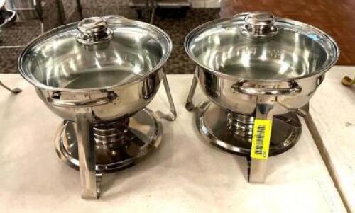 DESCRIPTION: (2) 10" ROUND STAINLESS CHAFING DISHES LOCATION: MAIN HALL QTY: 2