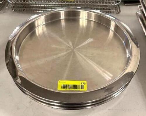 DESCRIPTION: (5) 14" STAINLESS PANS SIZE: 14"X2" LOCATION: MAIN HALL QTY: 5