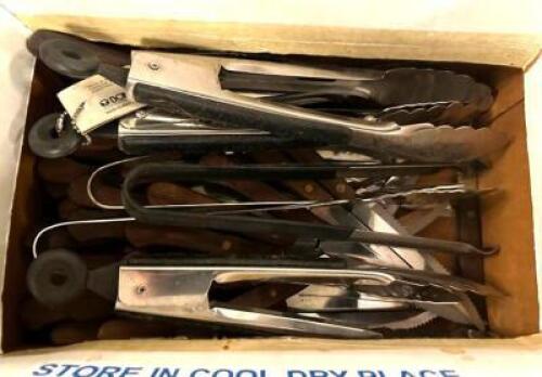 DESCRIPTION: BOX OF ASSORTED TONGS LOCATION: MAIN HALL QTY: 1