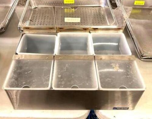 DESCRIPTION: (2) STAINLESS GARNISH TRAYS LOCATION: MAIN HALL QTY: 2