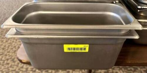 DESCRIPTION: (2) 1/3 SIZE STAINLESS INSERTS SIZE 6" DEEP LOCATION: MAIN HALL THIS LOT IS: SOLD BY THE PIECE QTY: 2