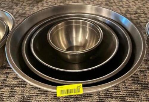DESCRIPTION: (4) PIECE STAINLESS MIXING BOWL SET. LOCATION: MAIN HALL THIS LOT IS: SOLD BY THE PIECE QTY: 4