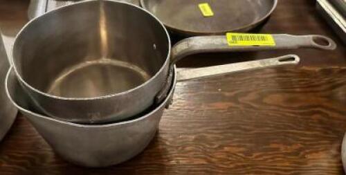 DESCRIPTION: (2) ASSORTED SAUCE POT LOCATION: MAIN HALL THIS LOT IS: SOLD BY THE PIECE QTY: 2