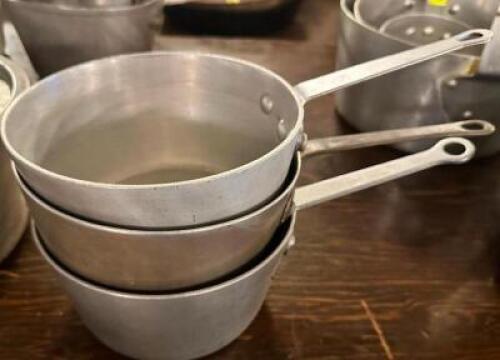 DESCRIPTION: (3) ASSORTED SAUCE POT LOCATION: MAIN HALL THIS LOT IS: SOLD BY THE PIECE QTY: 3