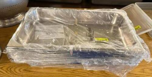 DESCRIPTION: (10) FULL SIZE STAINLESS INSERTS - NEW SIZE 2" DEEP LOCATION: MAIN HALL THIS LOT IS: SOLD BY THE PIECE QTY: 10