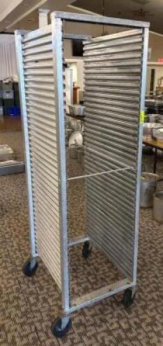 DESCRIPTION: FULL SIZE MOBILE PAN RACK LOCATION: MAIN HALL QTY: 1
