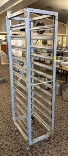 DESCRIPTION: HALF SIZE MOBILE PAN RACK LOCATION: MAIN HALL QTY: 1