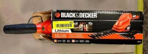 DESCRIPTION: CORDLESS GARDEN SHEAR BRAND/MODEL: BLACK & DECKER LOCATION: MAIN HALL QTY: 1