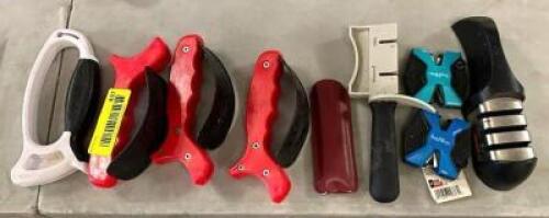 DESCRIPTION: ASSORTED KNIFE SHARPENERS AS SHOWN LOCATION: MAIN HALL QTY: 1