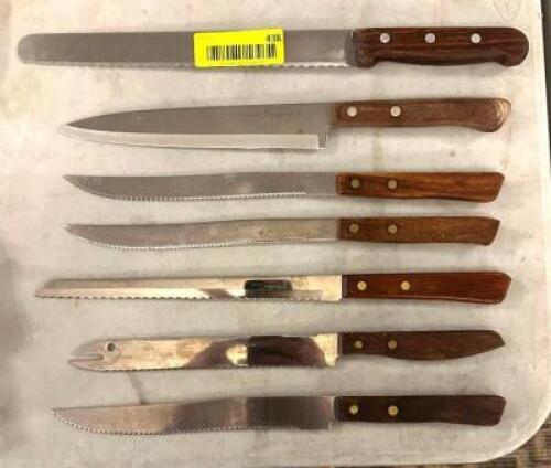 DESCRIPTION: ASSORTED CHEFS KNIVES AS SHOWN LOCATION: MAIN HALL QTY: 1
