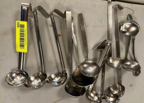 DESCRIPTION: (10) ASSORTED STAINLESS LADLES LOCATION: MAIN HALL THIS LOT IS: SOLD BY THE PIECE QTY: 10