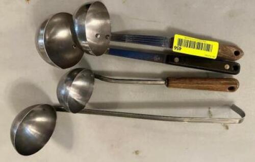 DESCRIPTION: (4) ASSORTED STAINLESS LADLES LOCATION: MAIN HALL THIS LOT IS: SOLD BY THE PIECE QTY: 4
