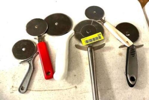 DESCRIPTION: (6) ASSORTED PIZZA WHEELS LOCATION: MAIN HALL THIS LOT IS: ONE MONEY QTY: 1