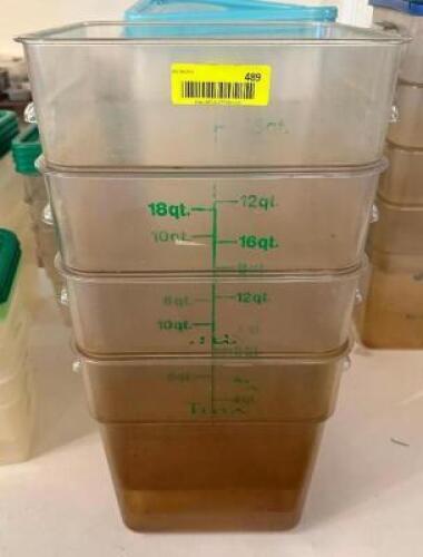 DESCRIPTION: (3) 18 QT PLASTIC CONTAINERS SIZE 18 QT LOCATION: MAIN HALL THIS LOT IS: SOLD BY THE PIECE QTY: 3