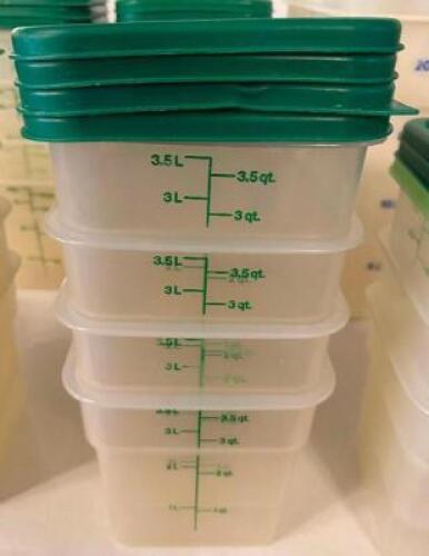 DESCRIPTION: (4) 4 QT PLASTIC CONTAINERS W/ LIDS SIZE 4 QT LOCATION: MAIN HALL THIS LOT IS: SOLD BY THE PIECE QTY: 4