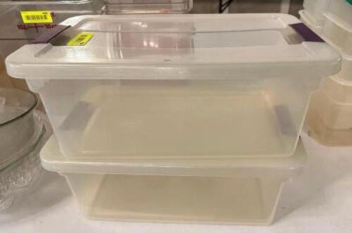 DESCRIPTION: (2) PLASTIC STORAGE CONTAINERS W/ LIDS LOCATION: MAIN HALL THIS LOT IS: ONE MONEY QTY: 1
