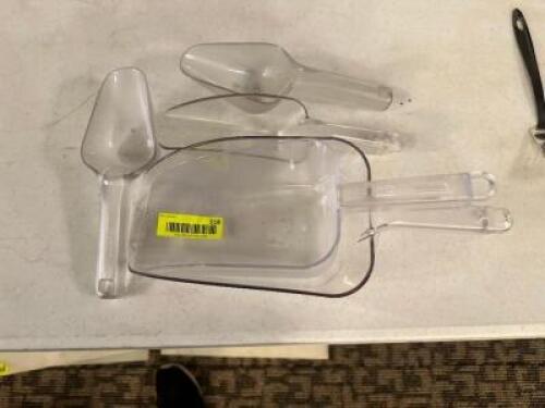 DESCRIPTION: (4) ASSORTED PLASTIC SCOOPS LOCATION: MAIN HALL THIS LOT IS: ONE MONEY QTY: 1