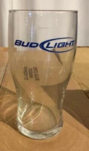 DESCRIPTION: (24) BUD LIGHT LOGO BAR GLASSES LOCATION: MAIN HALL THIS LOT IS: SOLD BY THE PIECE QTY: 48