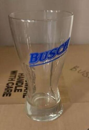 DESCRIPTION: (23) BUSCH LOGO PILSNER GLASSES LOCATION: MAIN HALL THIS LOT IS: SOLD BY THE PIECE QTY: 23