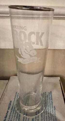 DESCRIPTION: (18) ROLLING ROCK LOGO PILSNER GLASSES LOCATION: MAIN HALL THIS LOT IS: SOLD BY THE PIECE QTY: 18