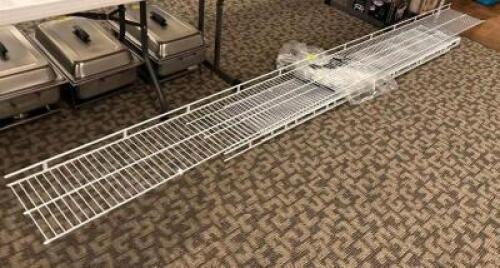 DESCRIPTION: ASSORTED SIZED WIRE SHELVING WITH BRACKETS LOCATION: MAIN HALL QTY: 1