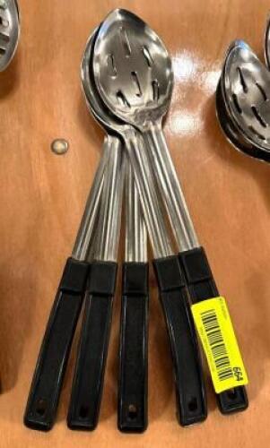 DESCRIPTION: (5) PERFORATED STAINLESS SERVING SPOONS LOCATION: MAIN HALL QTY: 5