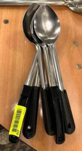 DESCRIPTION: (5) STAINLESS SERVING SPOONS LOCATION: MAIN HALL QTY: 5
