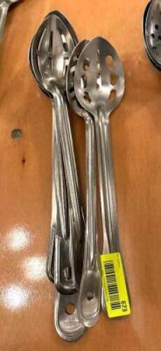 DESCRIPTION: (6) PERFORATED STAINLESS SERVING SPOONS LOCATION: MAIN HALL QTY: 6