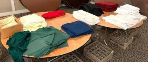 DESCRIPTION: ASSORTED TABLECLOTHS AS SHOWN LOCATION: MAIN HALL QTY: 1