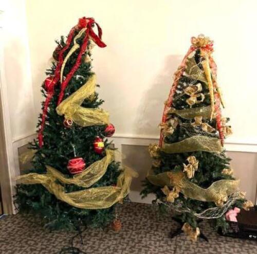 DESCRIPTION: (2) PRE-LIT CHRISTAMS TREES LOCATION: MAIN HALL QTY: 2