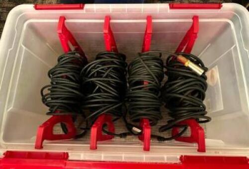 DESCRIPTION: ASSORTED SPEAKER CORDS AS SHOWN LOCATION: MAIN HALL QTY: 1