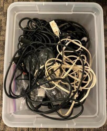 DESCRIPTION: ASSORTED ELECTRICAL EXTENSIONS AND CORDS LOCATION: MAIN HALL QTY: 1