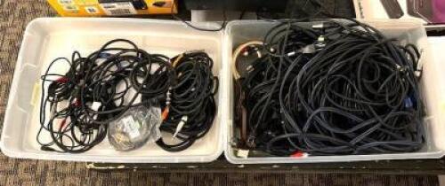 DESCRIPTION: ASSORTED SPEAKER CORDS AS SHOWN LOCATION: MAIN HALL QTY: 1