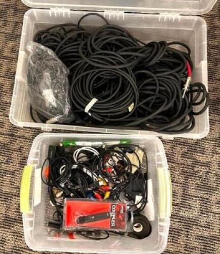 DESCRIPTION: ASSORTED SPEAKER CORDS AS SHOWN LOCATION: MAIN HALL QTY: 1