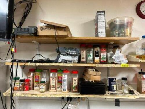 DESCRIPTION: (1) LOT OF ASSORTED SPICES AND SEASONING LOCATION: KITCHEN THIS LOT IS: ONE MONEY QTY: 1
