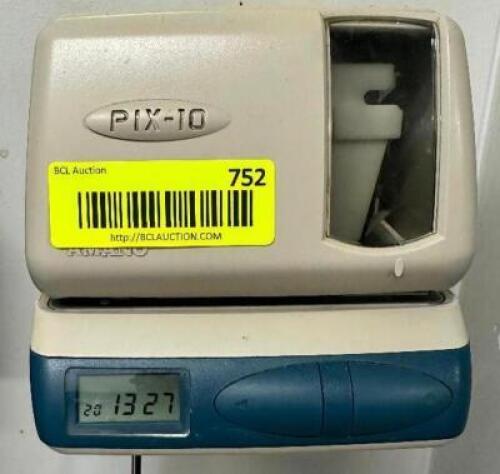 DESCRIPTION: PIX-10 TIME CLOCK AND TRAY CARD RACK LOCATION: KITCHEN QTY: 1