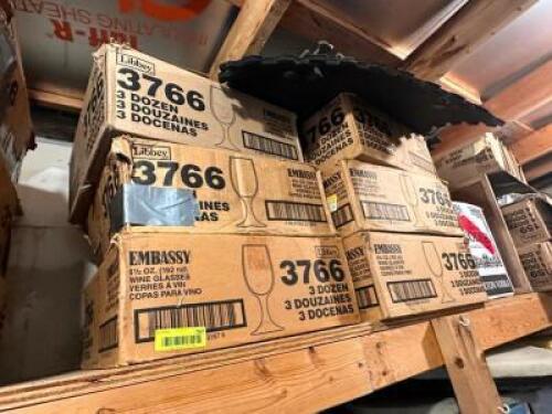 DESCRIPTION: (6) CASES OF LIBBEY 17 OZ BRAND GLASSES AND WINE GLASSES - USED SIZE SOLD BY THE CASE LOCATION: KITCHEN QTY: 6